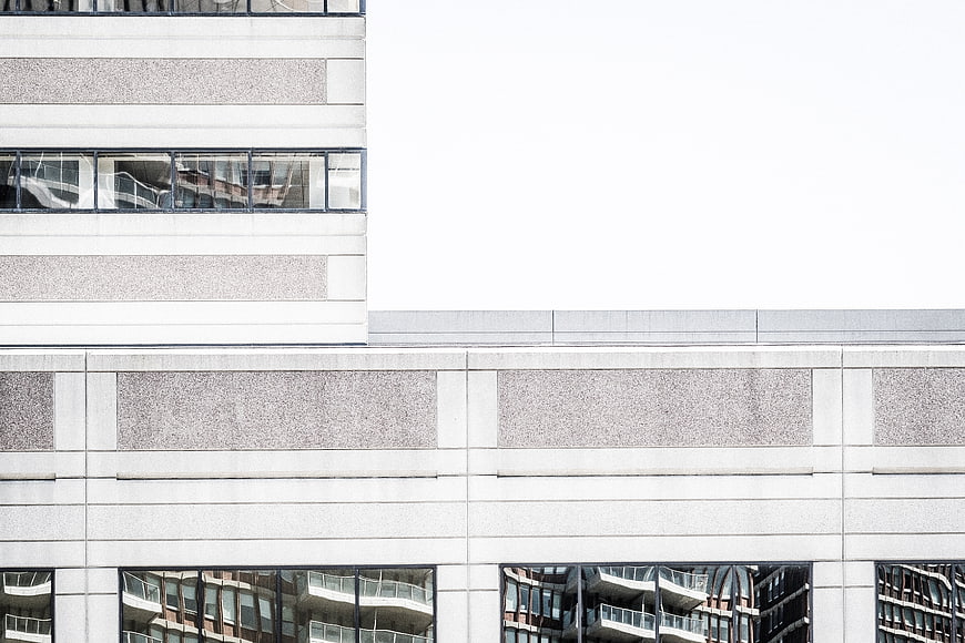Minimalist modern building facade with large copyspace