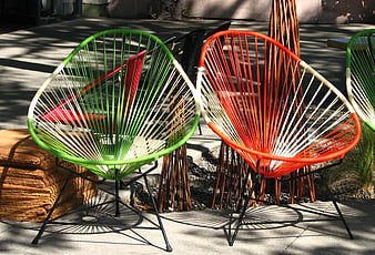 Colorful Acapulco Chairs in Outdoor Patio Setting
