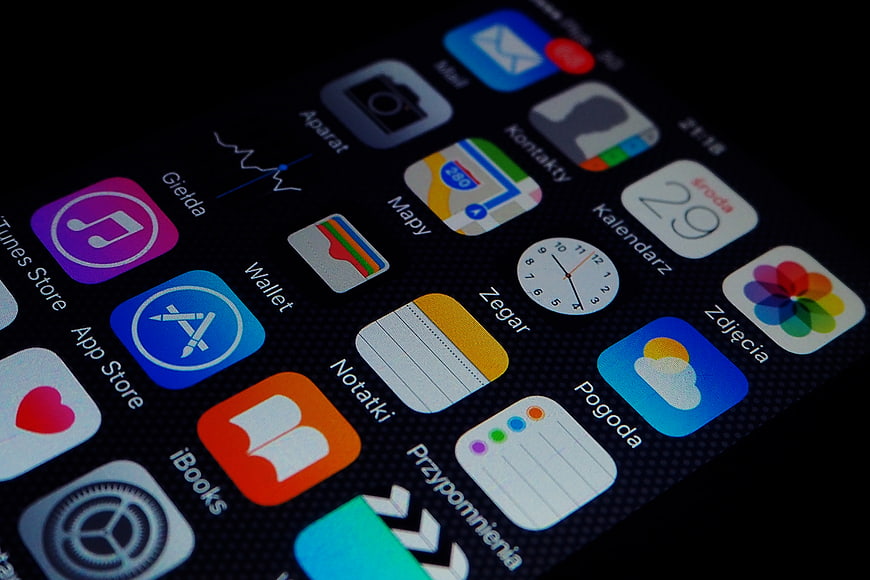 Close-up of smartphone screen with app icons