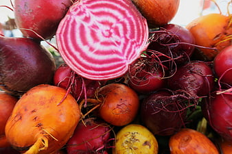 Colorful Rainbow Beets with Striped Cross Section