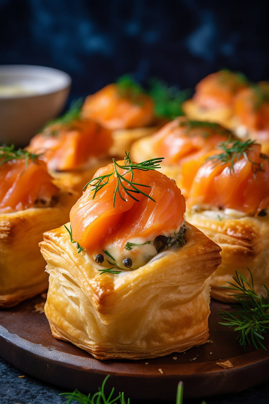 Smoked Salmon Puff Pastry Appetizers with Dill