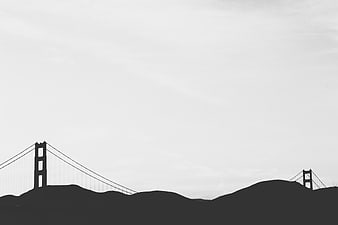 Minimalist Black and White Golden Gate Bridge Silhouette
