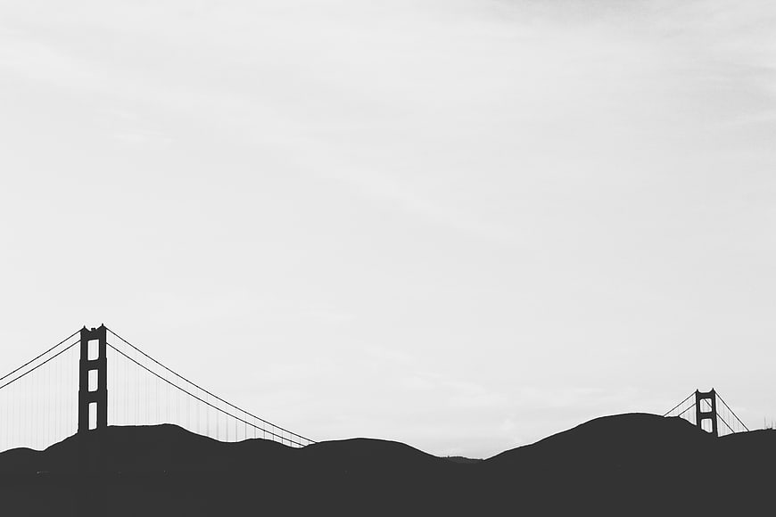 Minimalist Black and White Golden Gate Bridge Silhouette