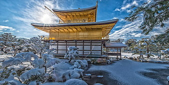Golden Pavilion Temple in Snow, Kyoto, Japan