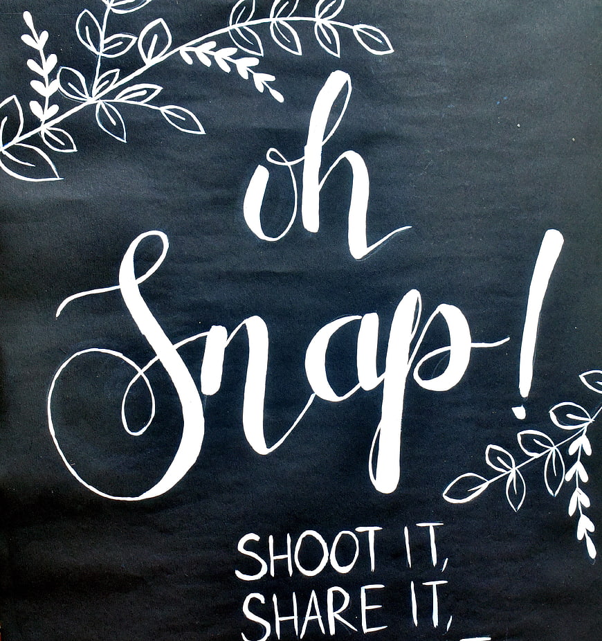 Oh Snap Chalkboard Sign with Floral Illustrations
