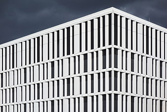 Modern White Building Facade with Vertical Lines