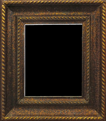 Antique Rustic Wooden Picture Frame With Gold Leaf Details