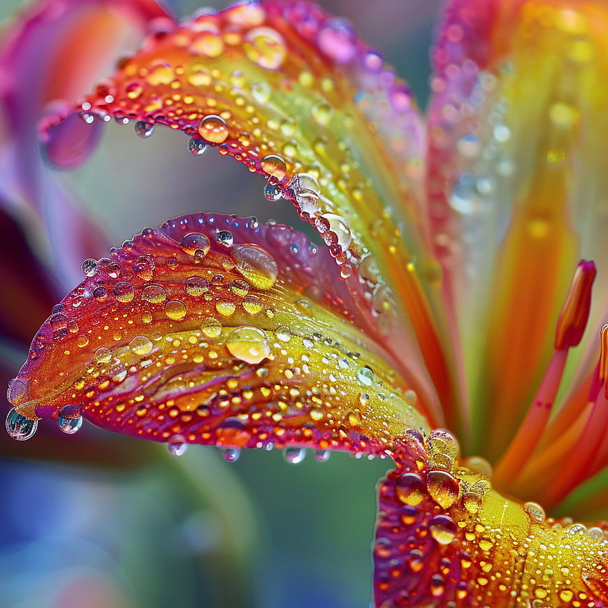 Macro Photography of Vibrant Orange Lily with Water Droplets