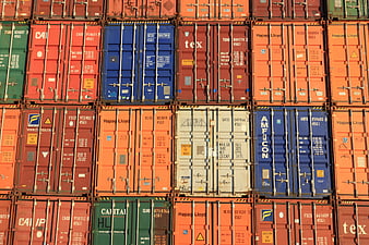 Stacked Shipping Containers In Antwerp Harbor
