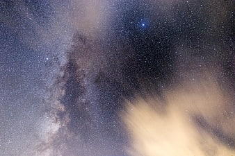 Milky Way Galaxy Night Sky with Clouds and Stars