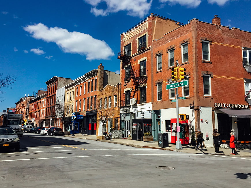 Grand Street Brooklyn Architecture and Urban Street Scene