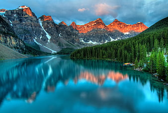 Sunrise at Lake Louise with Mountain Reflections