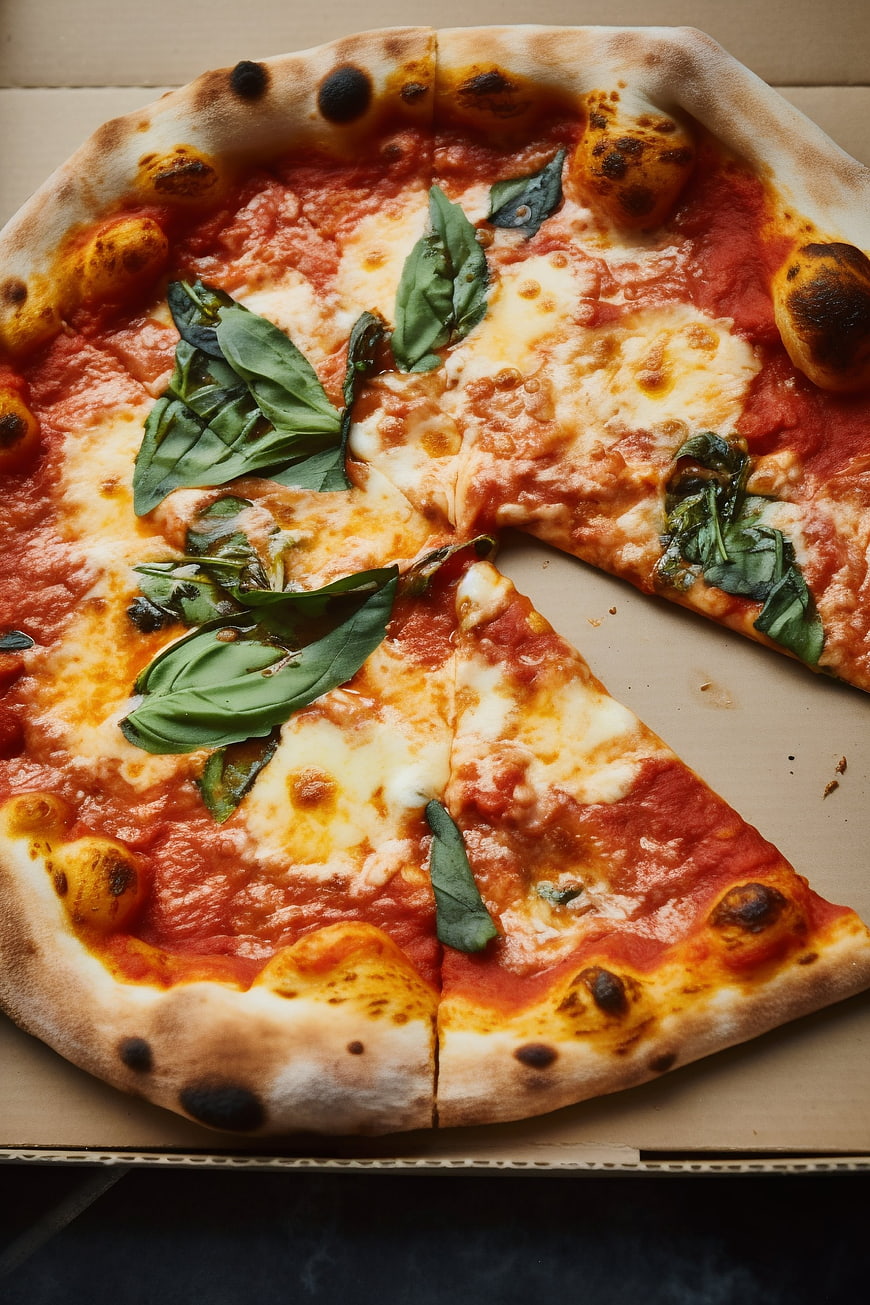 Fresh Margherita Pizza in Cardboard Takeaway Box