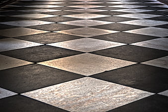 Geometric Black And White Tiled Floor Pattern