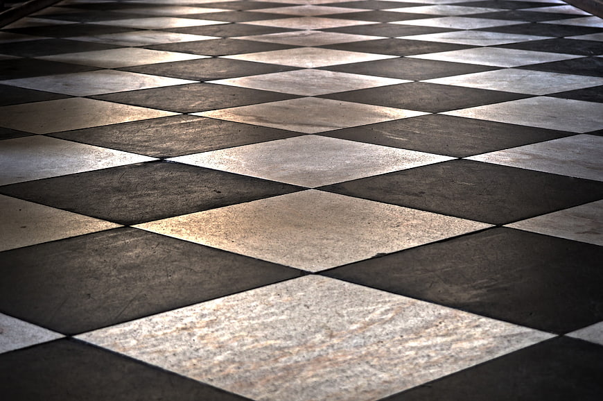 Geometric Black And White Tiled Floor Pattern