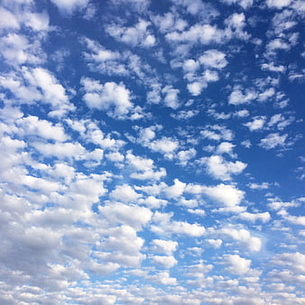 Blue Sky with Fluffy White Cumulus Clouds