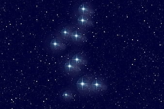 Orion Constellation in Deep Blue Night Sky