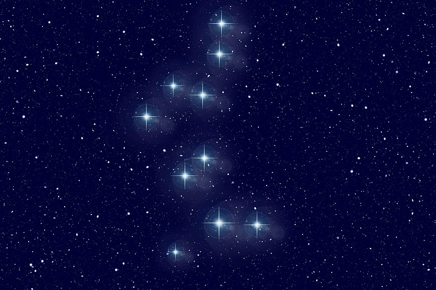 Orion Constellation in Deep Blue Night Sky