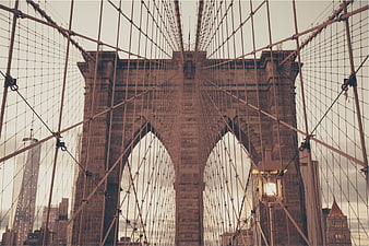 Brooklyn Bridge Architecture with New York City Skyline