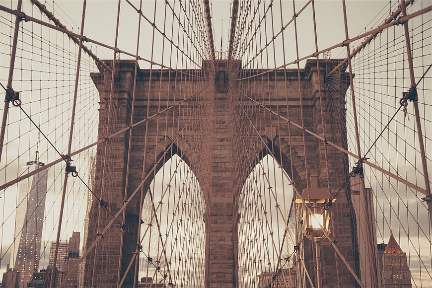 Brooklyn Bridge Architecture with New York City Skyline