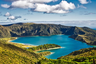 Aerial View of Lake of Fire in Azores, Portugal