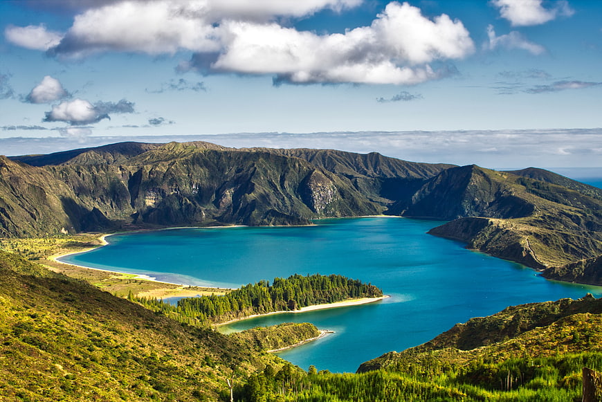 Aerial View of Lake of Fire in Azores, Portugal