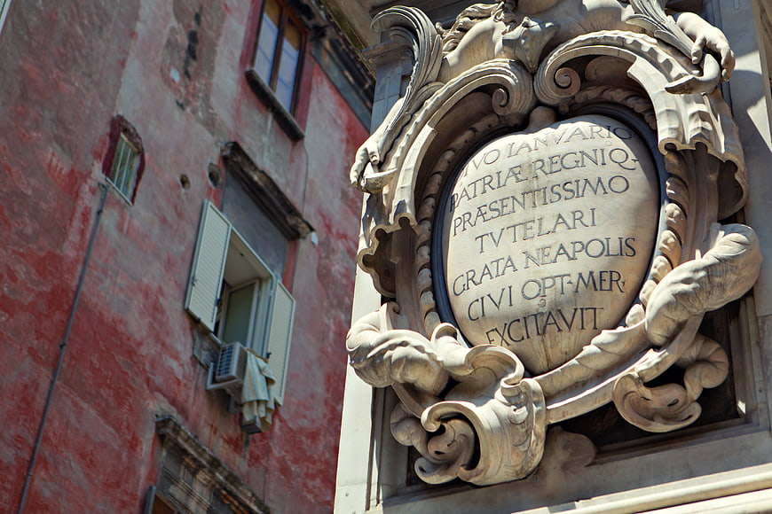 Baroque Stone Plaque with Latin Inscription in Naples