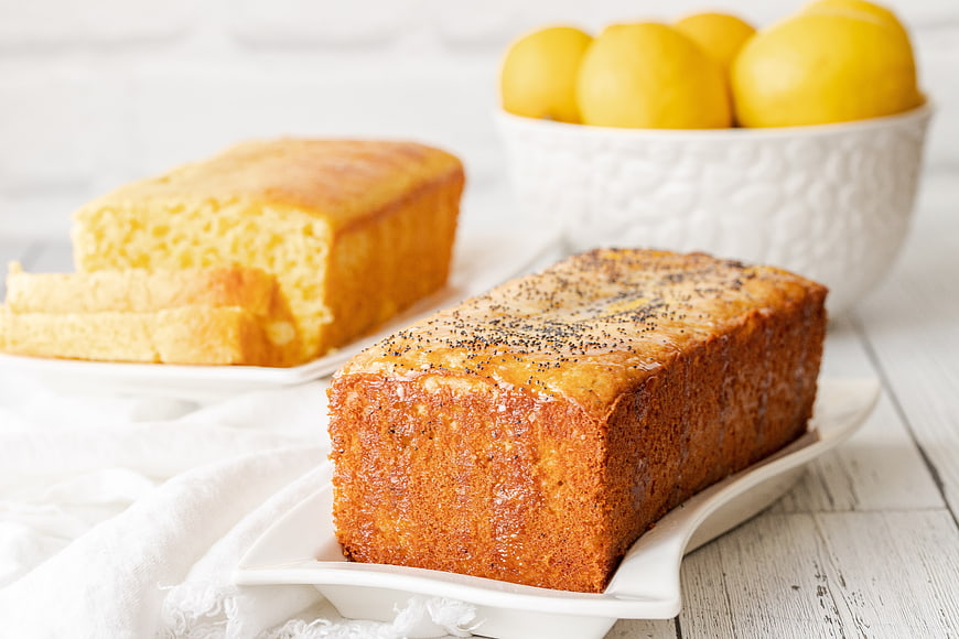 Homemade Lemon Poppy Seed Loaf Cakes on White Table
