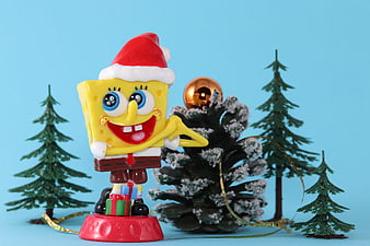 SpongeBob SquarePants Christmas Toy Figure With Miniature Trees