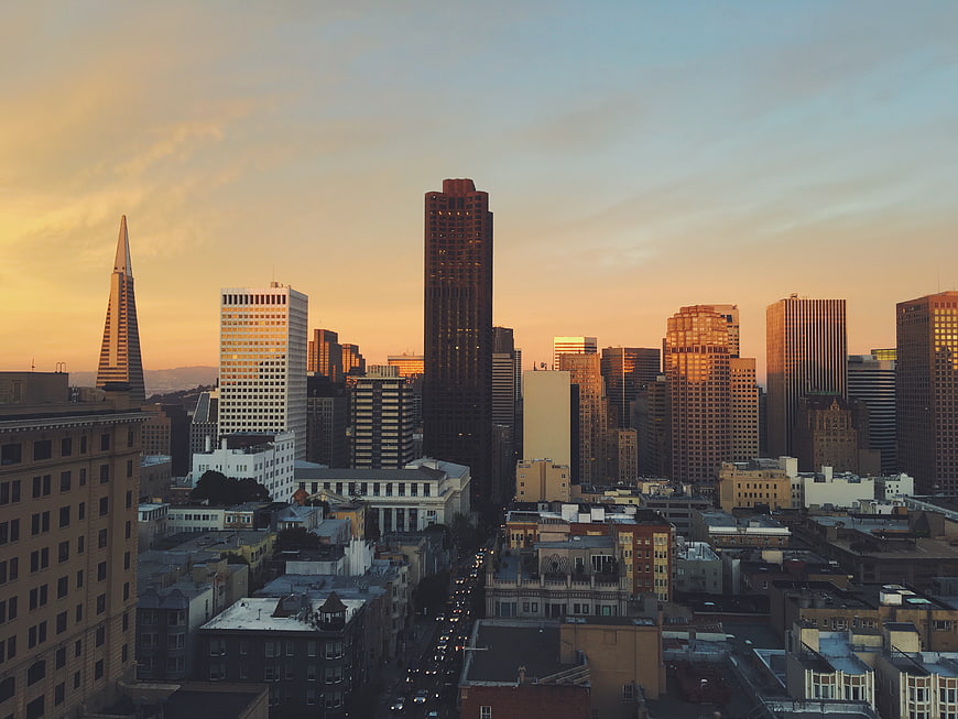 San Francisco Skyline at Sunset with Transamerica Pyramid