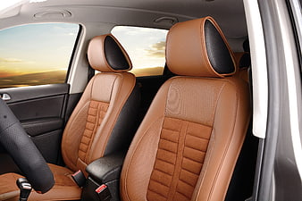 Tan Leather Car Seat Covers Interior Detail