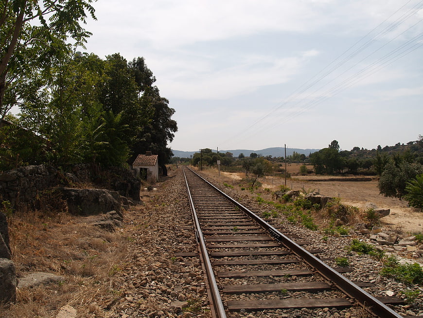 Rural train tracks stretching into the distance through countryside