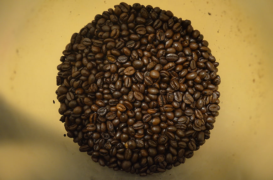 Top View of Roasted Coffee Beans in a Circle
