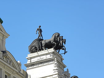 Bronze Quadriga Statue on Madrid Fine Arts Circle Building
