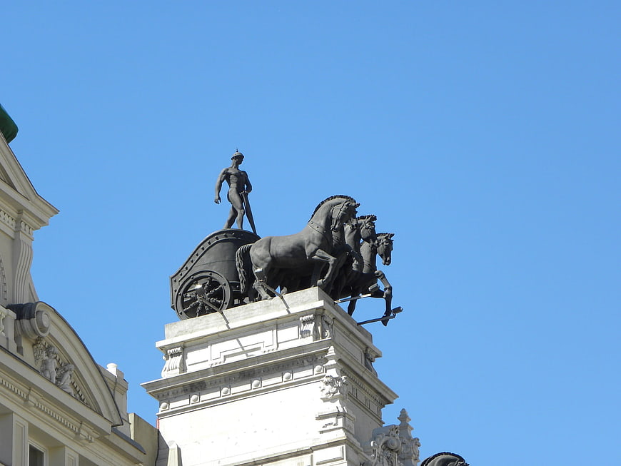Bronze Quadriga Statue on Madrid Fine Arts Circle Building