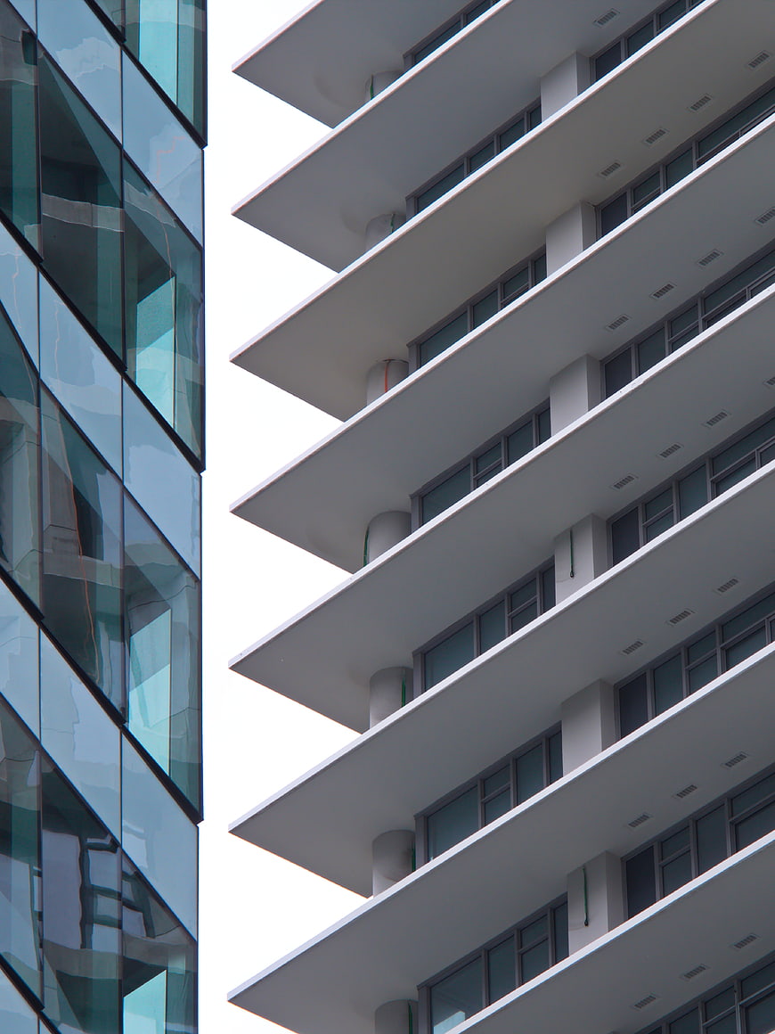 Modern Glass and Concrete Building Facade Architecture
