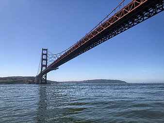 Golden Gate Bridge View from Water on Sunny Day