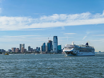 Carnival Cruise Ship Sailing Past Jersey City Skyline
