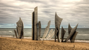Monument aux Braves Sculpture on Omaha Beach Normandy France