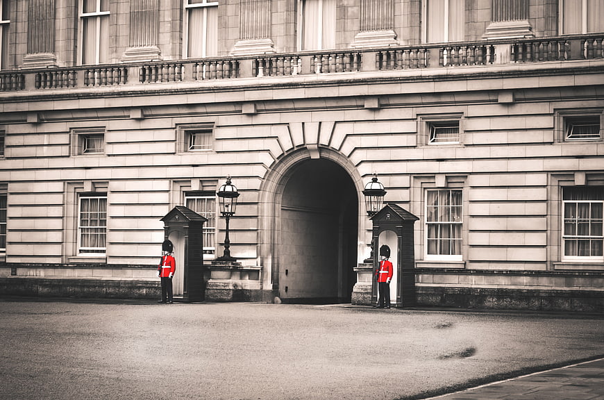 Royal Guards at Buckingham Palace with Selective Color