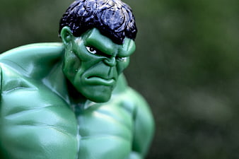 Close-up of Green Hulk Action Figure with Angry Expression