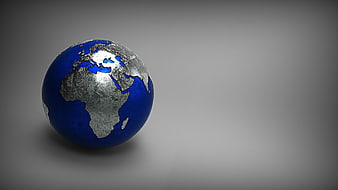 3D Rendered Metallic Globe with Blue Oceans and Silver Continents