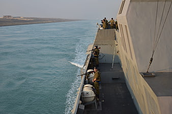 Israeli Navy soldiers on patrol boat deck