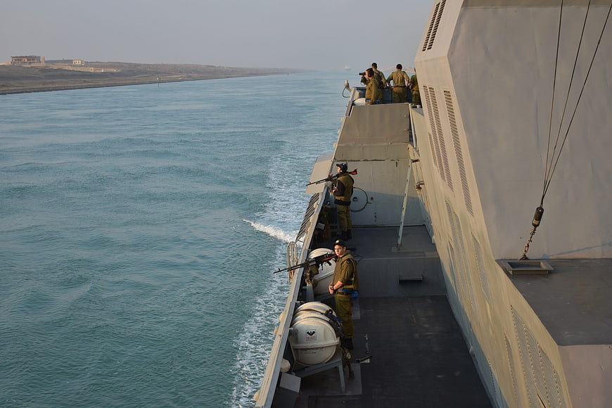 Israeli Navy soldiers on patrol boat deck