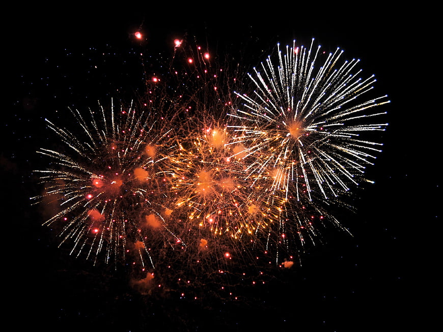 Colorful Fireworks Exploding in Night Sky