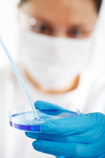 Scientist using pipette in petri dish laboratory experiment