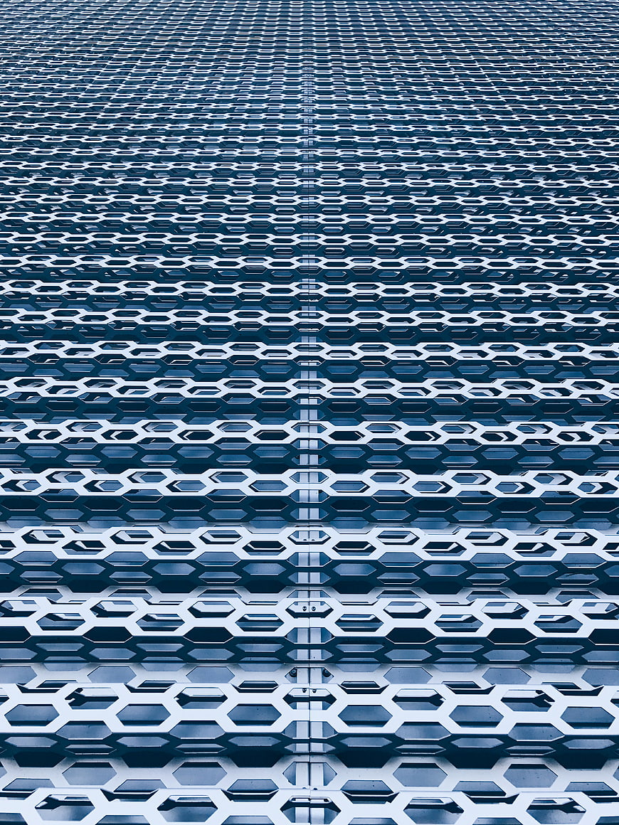 Blue Hexagonal Metal Mesh Pattern Texture