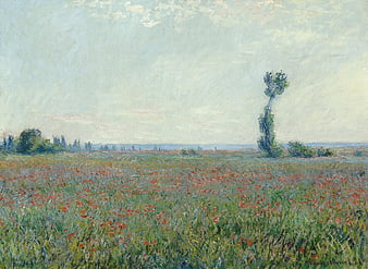 Impressionist Oil Painting of a Summer Poppies Field Landscape