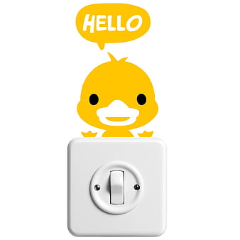 Cute Yellow Duckling Sticker Peeking From Light Switch