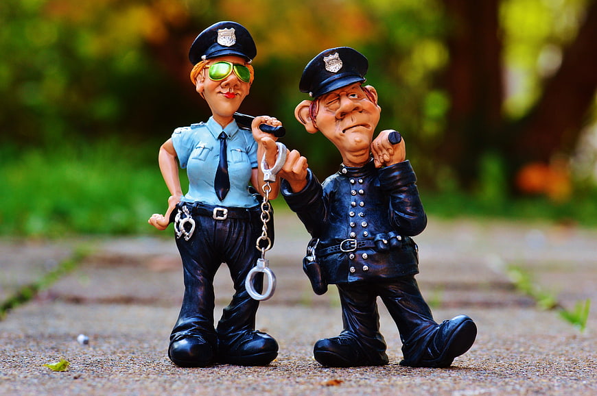 Funny Police Bobblehead Figures with Handcuffs